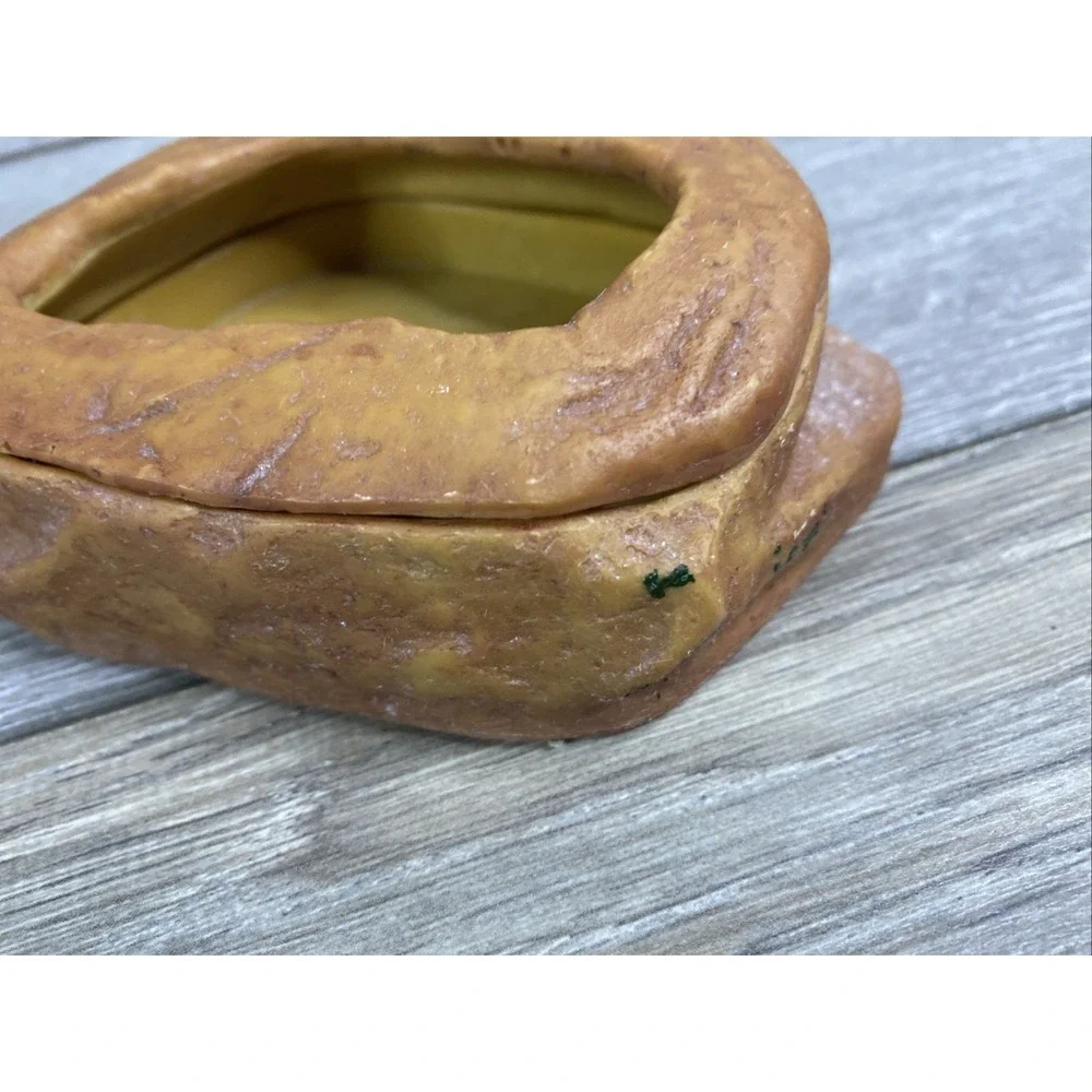 Natural Rock Style Reptile Hide and Water Dish Set Tan Brown Terrarium Decor‎